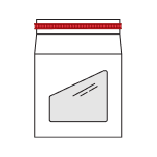 Red donut bag tie illustration.