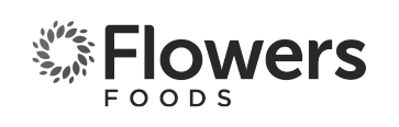Flowers Foods brand logo with a stylized floral or leaf graphic.