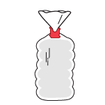 A red plastic bag clip illustrating securing a plastic bag.