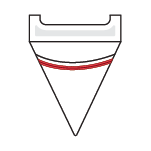 Illustration of red flexible wire on a fluid collection pouch.