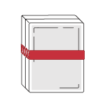 A red flexible band around an illustrated square.