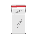 Illustrated red Double Wire Tin Tie serving as a coffee tie to close a bag.
