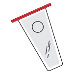 Illustration of red adhesive plastic tie wire to secure irrigation pouch.