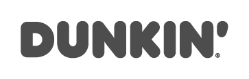 Brand logo with large block letters "DUNKIN'"