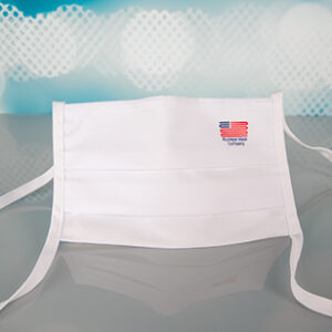 White face mask with American flag embroidered and bendable metal strips nose piece