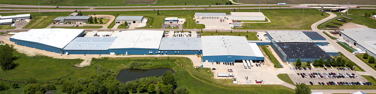 Aerial view of Bedford buidling